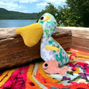 Pelican Plush Toy Stuffed Animal with Fish, Nautical Room Decor, Pelican Gift